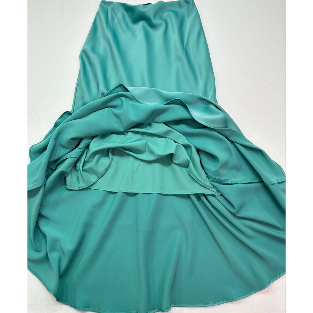 Banana Republic Factory Teal Shadow Satin Pull On Tiered Maxi Skirt Size XS - Picture 7 of 10